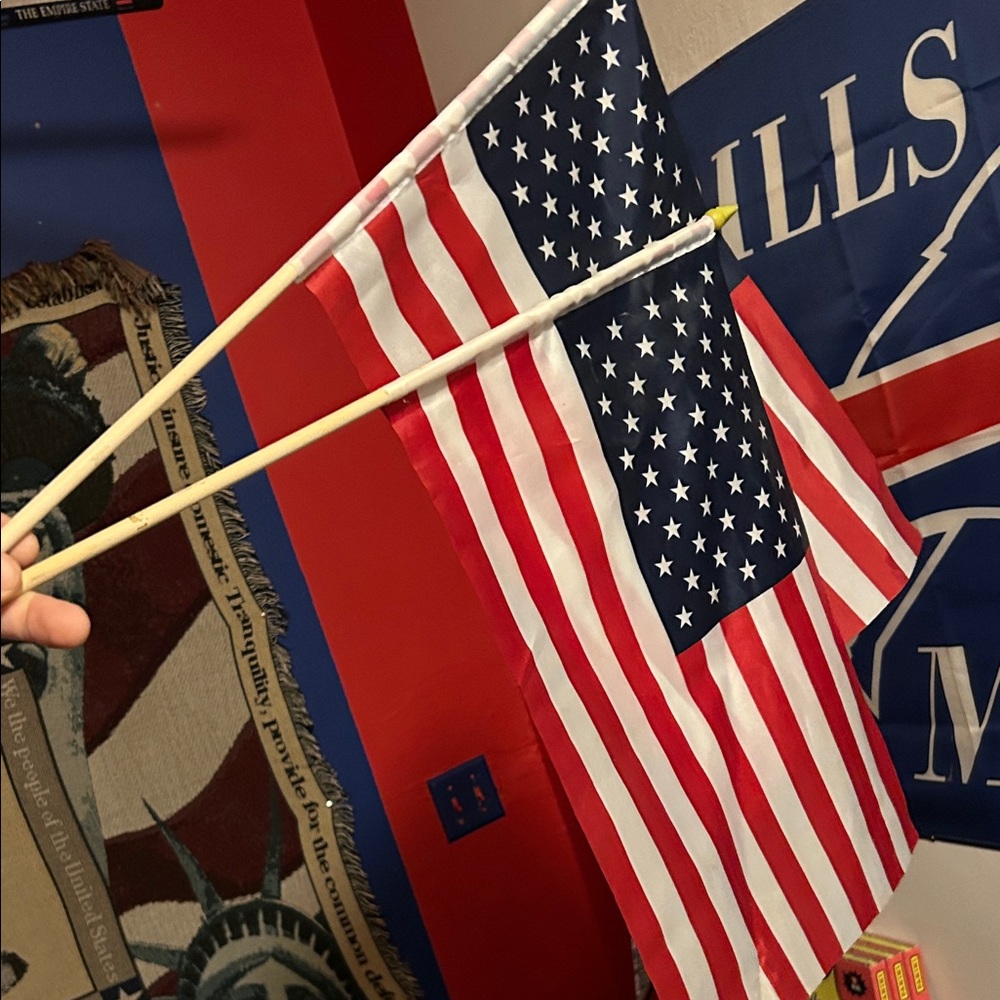 American Flag with Wooden Stick BOTH